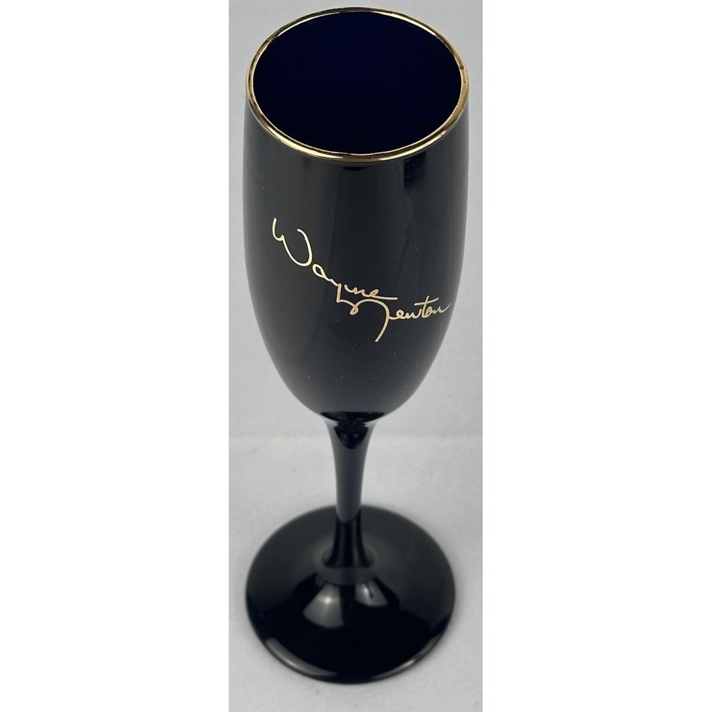 Vtg Wayne Newton Las Vegas Champagne Flute Gold Signature WN Eagle Barware